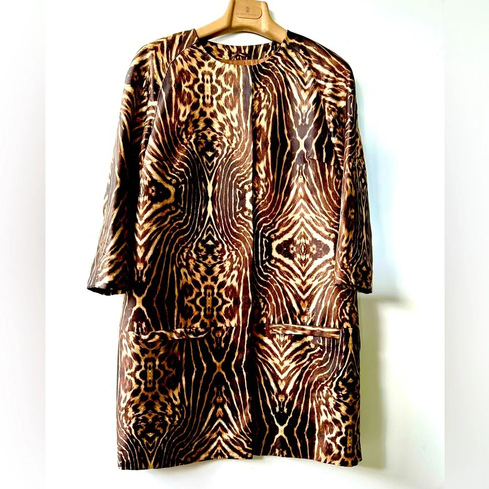 H&M Satin Coat, Animal Print, size 8